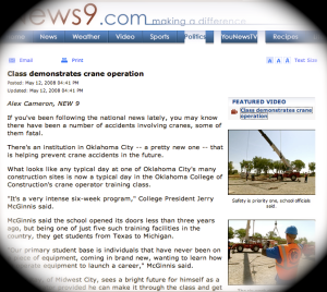 News9 Covers OCC Crane Operator Training Program